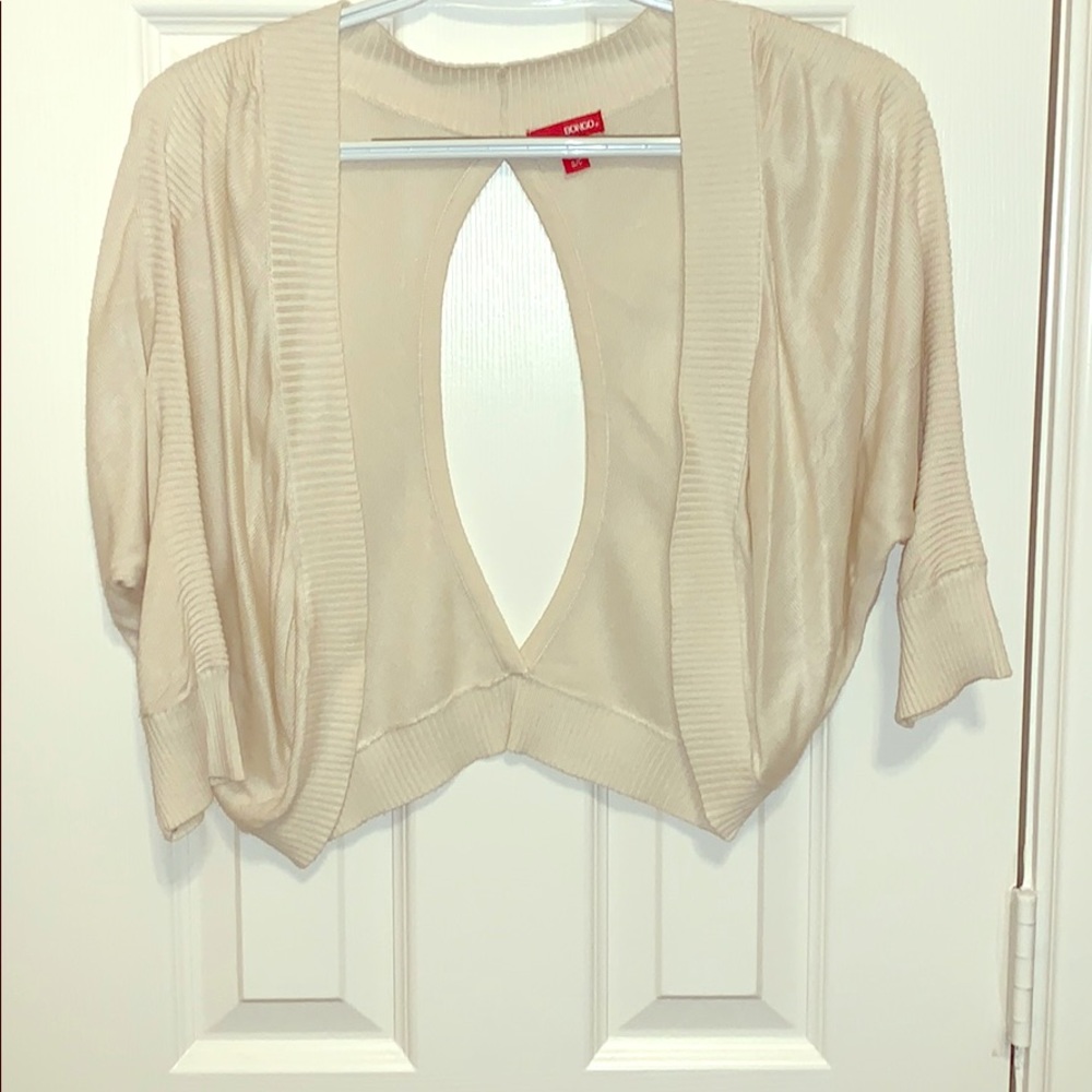 Cream cropped cardigan with back detail